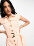 Фото #3 товара ASOS DESIGN sleeveless twill shirt mini dress with D ring buckle detail in peach