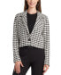 Фото #1 товара Juniors' Textured Check One-Button Cropped Jacket