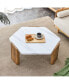 Modern MDF Coffee Table with White Top & Wooden Legs Белый, 1 Count - фото #1