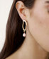 ფოტო #3 პროდუქტის Open Circle 18k Gold Plated and Pink Freshwater Pearl Dangle Earrings