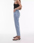 Topshop cropped mid rise straight jeans with raw hems in bleach