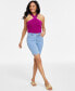 Фото #1 товара Women's High-Rise Denim Bermuda Shorts, Created for Macy's