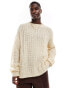 ASOS DESIGN oversized open knit brushed rib jumper in cream