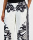 Women's Printed Pull-On Wide-Leg Pants