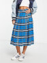 Фото #4 товара ASOS DESIGN pleated midi kilt skirt in blue check