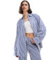 Фото #1 товара Edited oversized shirt co-ord in blue stripe