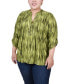 Фото #1 товара Plus Size 3/4 Roll Tab Sleeve Y-Neck Top