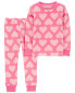 Toddler 2-Piece Fuzzy Velboa Heart Pajamas 2T