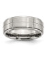 Stainless Steel Brushed Polished Grooved 8mm Edge Band Ring