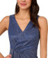 Women's Metallic Ruffled Sleeveless Faux-Wrap Gown