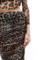 Style Cheat mesh midi skirt co-ord in leopard