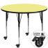 Фото #1 товара Mobile 48'' Round Yellow Thermal Laminate Activity Table - Standard Height Adjustable Legs