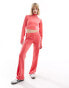 Фото #4 товара adidas Originals velvet long sleeve crop top in bright pink