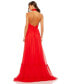 ფოტო #3 პროდუქტის Women's Asymmetrical Halter Neck Tiered A Line Gown