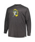 Men's Heather Charcoal Distressed Green Bay Packers Big and Tall Throwback Long Sleeve T-shirt