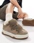 Фото #1 товара Bershka chunky low top trainer in brown