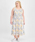Plus Size Smocked-Bodice Floral-Print Dress