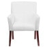 Фото #3 товара White Leather Executive Side Reception Chair With Mahogany Legs