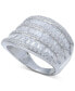 ფოტო #4 პროდუქტის Cubic Zirconia Three Row Baguette Statement Ring in Sterling Silver