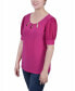 ფოტო #6 პროდუქტის Petite Short Sleeve Three-Ring Top