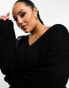 Фото #3 товара ONLY Curve v neck jumper in black