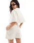 ASOS DESIGN boxer short co-ord with linen in neutral