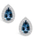 Фото #3 товара London Topaz (2-1/10 ct. t.w.) and Diamond (1/3 ct. t.w.) Halo Stud Earrings in 14K White Gold