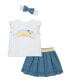 ფოტო #1 პროდუქტის Baby Girls Rainbow Fashion Skort Set with Headband