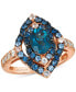 ფოტო #1 პროდუქტის Deep Sea Blue Topaz (1-1/4 ct. t.w.), Multi-Sapphire (3/4 ct. t.w.) & Nude Diamond (1/4 ct. t.w.) Statement Ring in 14k Rose Gold