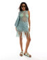 Фото #4 товара ASOS DESIGN knitted crochet open mini dress in blue