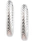 Herringbone-Look Huggie Hoop Earrings in Sterling Silver, 0.64"