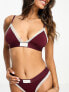 Tommy Hilfiger Logo lace triangle bralette in burgundy