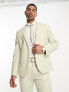 ASOS DESIGN slim suit jacket in linen in puppytooth in green Chest 38 Short - фото #1