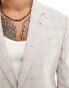 ASOS DESIGN slim suit jacket in tonal beige grid check