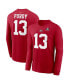 Фото #1 товара Men's Brock Purdy Scarlet San Francisco 49ers Super Bowl LVIII Patch Player Name and Number Long Sleeve T-shirt