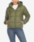 ფოტო #1 პროდუქტის Women's Full Front Zip Hooded Bomber Puffer Jacket