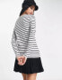 New Look striped long sleeved crew neck top in black and white