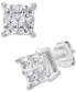 ფოტო #3 პროდუქტის Diamond Seamless Cluster Princess Stud Earrings (2 ct. t.w.) in 14k White Gold