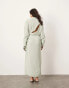 ASOS EDITION soft high neck ruched detail maxi dress with cut out back in pale sage