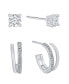 ფოტო #1 პროდუქტის Crystal Hoop and Cubic Zirconia Stud Earring Set