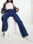 Фото #3 товара Bershka ultra wide leg jeans in indigo wash