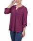 Women's 3/4 Roll Tab Sleeve Y-Neck Top