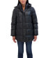 ფოტო #1 პროდუქტის Women's Faux Leather 3/4 Puffer Jacket With Hood