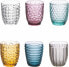 Фото #2 товара Villa d'Este Home Tivoli Geometry Water Glasses, Coloured Glass with Relief Finish, 240 ml, Pack of 6, Multi-Colour