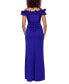 Фото #2 товара Ruffled Ruched Scuba Fit & Flare Gown