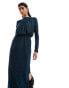 Y.A.S side split maxi dress with high neck in petrol ombre glitter Schatteneffekt, XS - фото #2