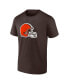 Фото #3 товара Men's Nick Chubb Brown Cleveland Browns Player Icon Name and Number T-shirt
