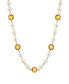 Фото #1 товара 2028 gold-Tone Imitation Pearl with Yellow Channels 16" Adjustable Necklace