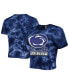 ფოტო #1 პროდუქტის Women's Navy Penn State Nittany Lions Cloud-Dye Cropped T-shirt