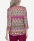 Фото #2 товара Petite Wine Country Chevron Textured Crew Neck Top